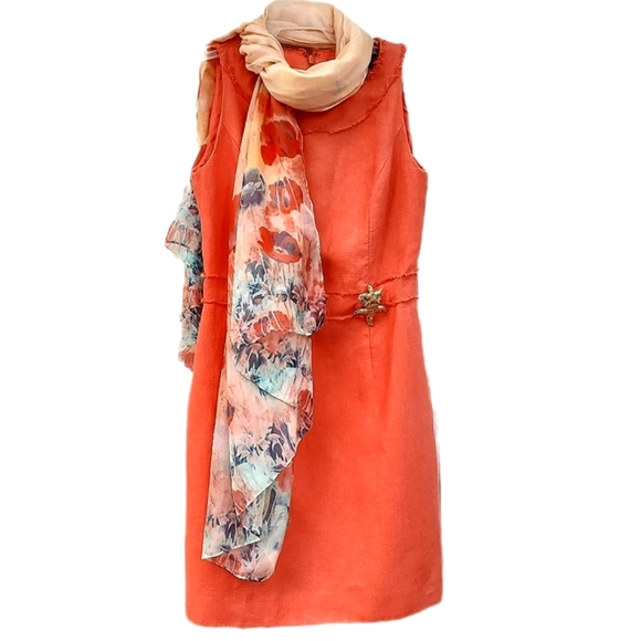 unbranded Accessories - Orange Floral Silk Large Scarf